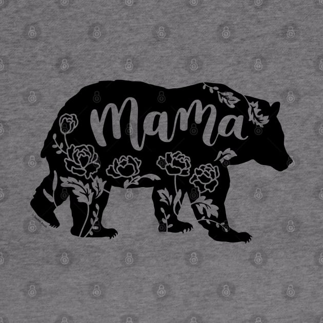 Floral Mama Bear with Peonies Peony Flowers by DoubleBrush